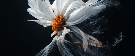 affiche avec une fleur fanée