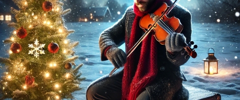 violoniste dans la neige