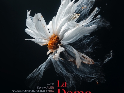 affiche avec une fleur fanée